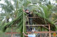 Soldiers assist in constructing several edifices