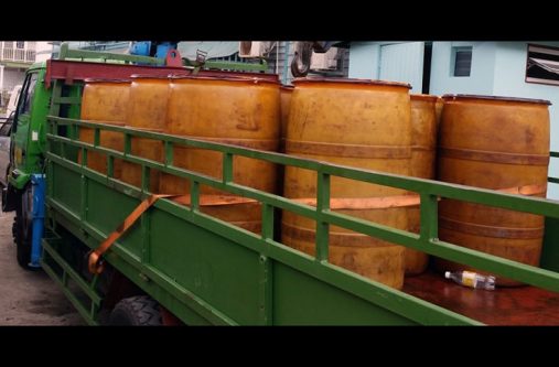 Some of the drums of fuel seized by GEA