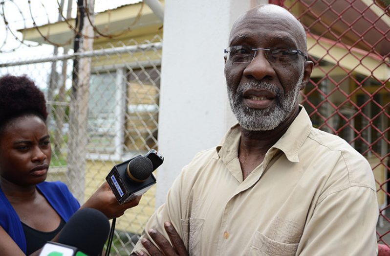 Commissioner Vincent Alexander speaks on how the work of the Guyana Elections Commission is being affected (Samuel Maughn photo)