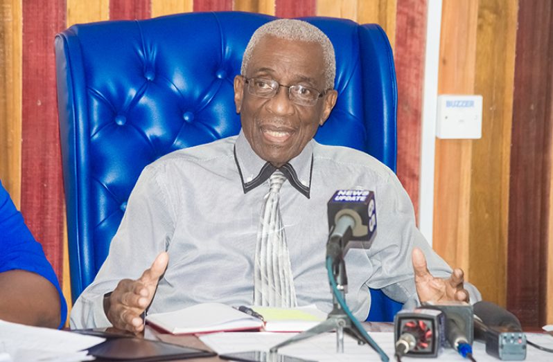 Chairman of the Guyana Elections Commission (GECOM) (ret'd) Justice James Patterson (Delano Williams photo)