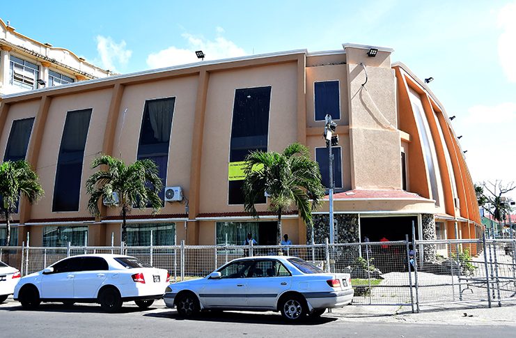 The Guyana Elections Commission command center at the Ashmin's Building at High and Hadfield Street