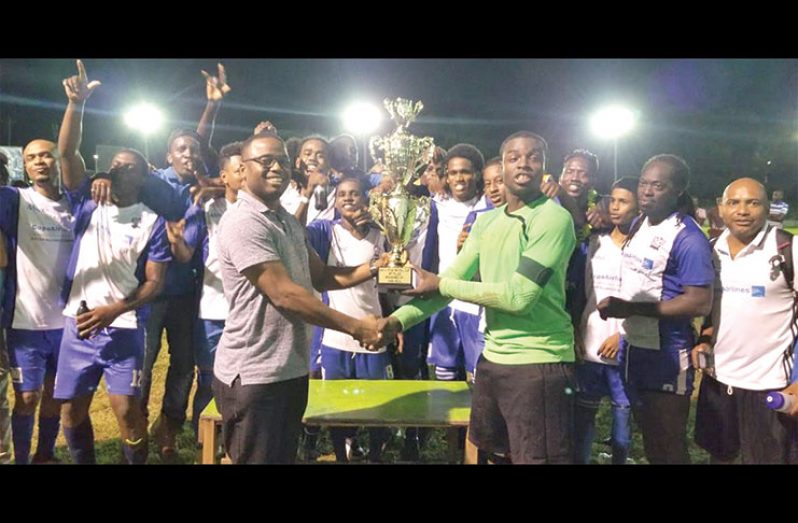 The GFC team pose after their victory over Police FC in the final of the GFA/STAG Revival Cup on Sunday night.