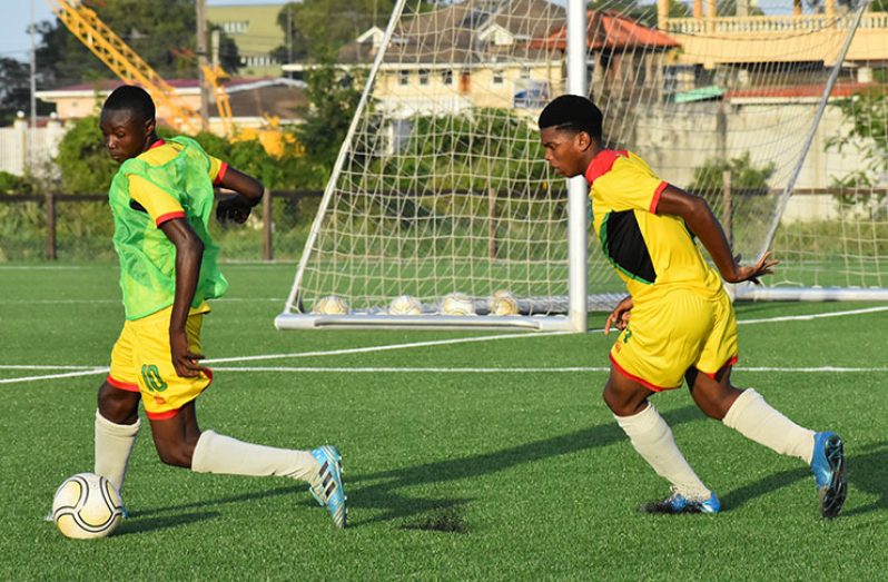 Guyana's U-17 squad in training at GFF National Training Centre