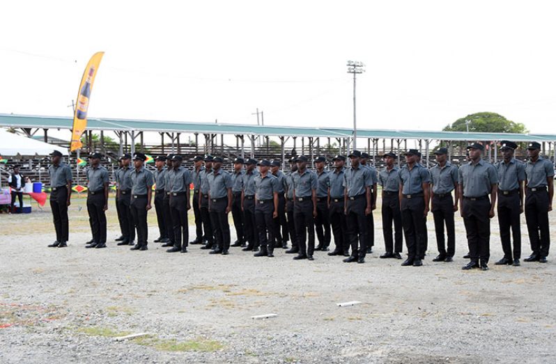 Ranks of the Guyana Fire Service on parade