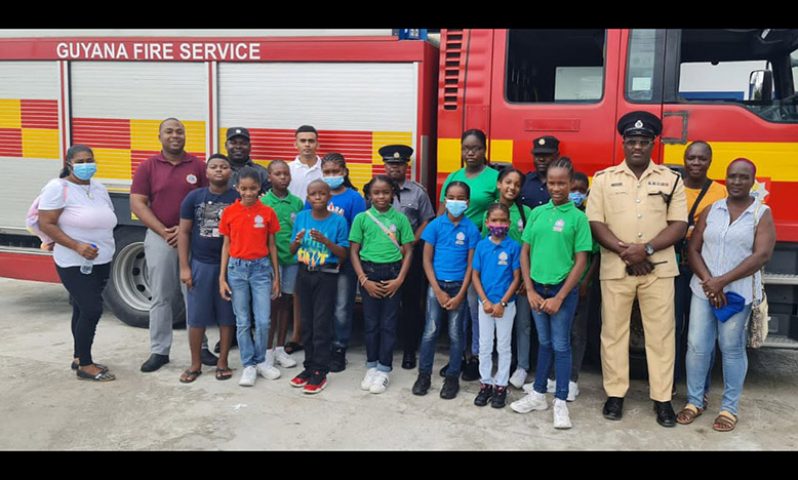 The Guyana Fire Service (GFS), as part of Fire Prevention Month, hosted a fire safety lecture and water tender tour for children from the various youth groups within #2 Sub-Division, Regional Division 4’A