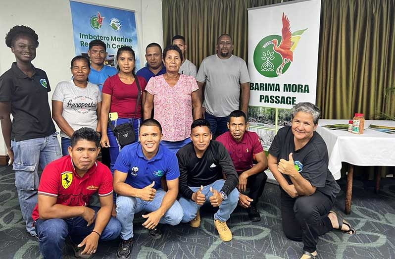 GMCS Project Director Annette Arjoon-Martins (front row, right); GMCS EU Project Coordinator, Chelbie Gilkes (second row, left) and Region One Indigenous leaders at a Village Mangrove Action Committee (VMAC) and Leadership Workshop on September 2, 2024