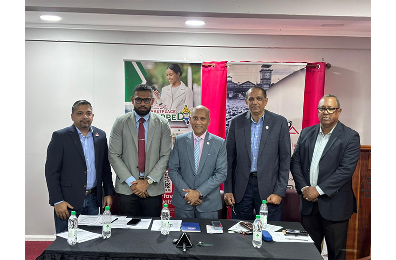 GMSA President, Rafeek Khan (centre), flanked by other executive members and sub-sector chairpersons