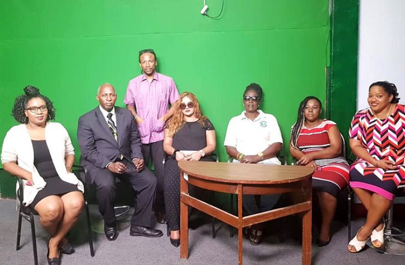 From left: NCN Branch Manager, Reycia Nedd; GNBA Chairman, Leslie Sobers; MP Jermaine Figueira; Legal Adviser to the Minister of State, Mrs. Geeta Chandan-Edmond; Municipal Councillor, Fern McKoy; Mayor of Linden, Waneka Arrindell and GNBA Board Member, Ms. Aretha Campbell