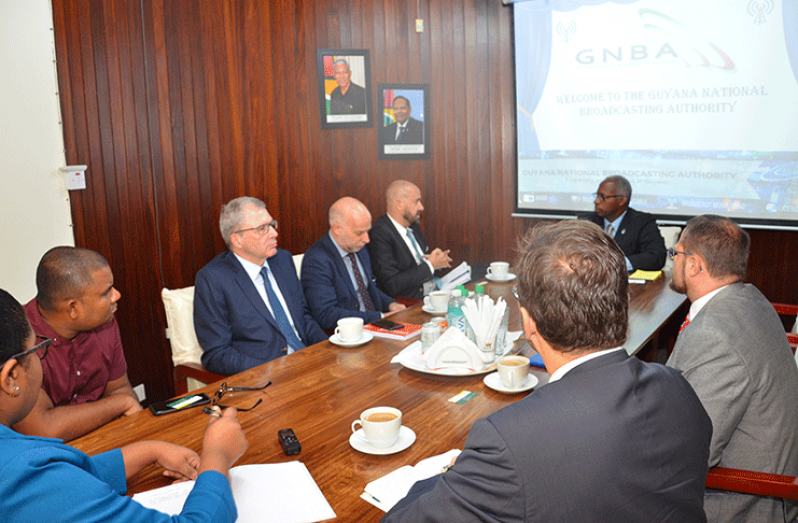 Chairman of the GNBA, Leslie Sobers meeting with representatives of the EU
