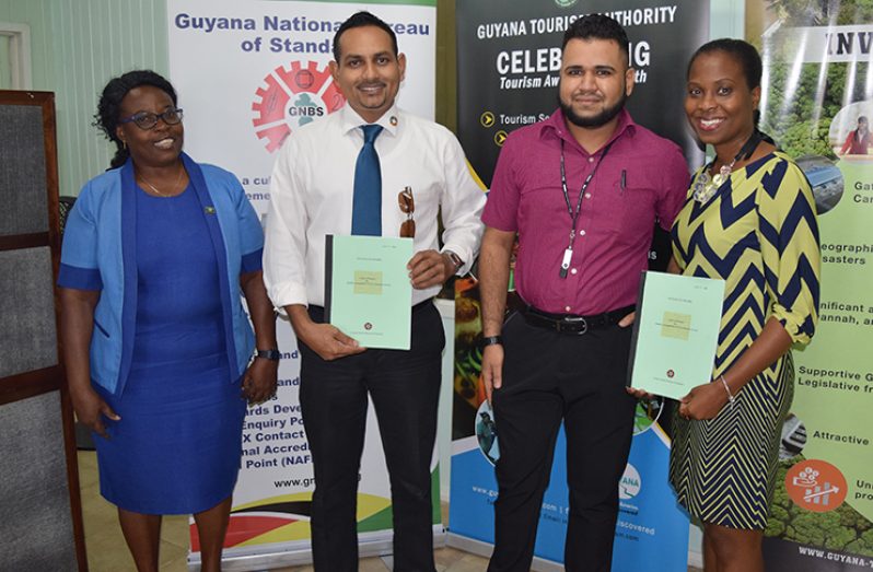 Partners in hospitality are from left, Roxan Bourne, GNBS Senior Information Officer; THAG President Mitra Ramkumar; GNBS  Head of Marketing and Communication, Syeid Ibrahim; and GTA Licensing and Training Officer, Davina Layne