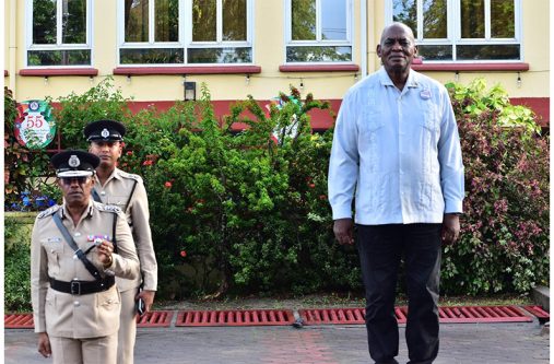 Along the route, contingents passed the saluting base where Minister of Home Affairs, Robeson Benn, received official salutes from ranks on Saturday (Guyana Police Force photos)