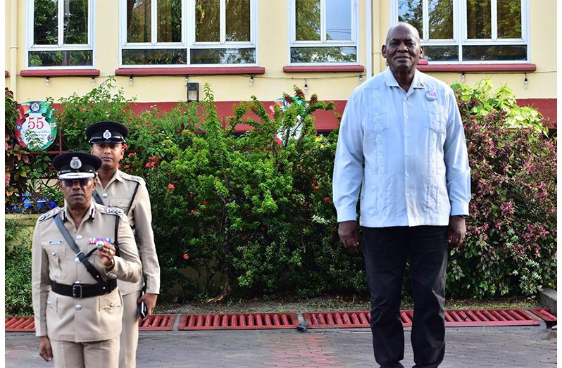Along the route, contingents passed the saluting base where Minister of Home Affairs, Robeson Benn, received official salutes from ranks on Saturday (Guyana Police Force photos)