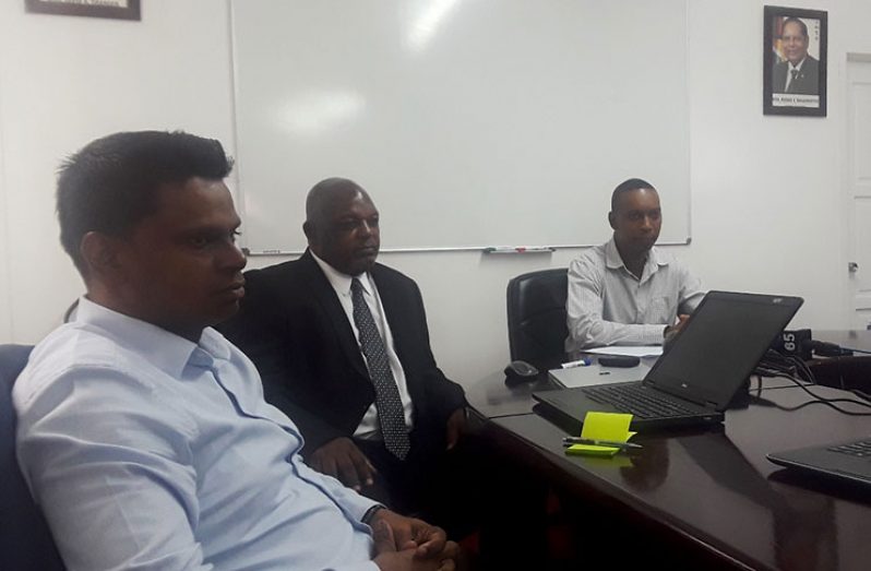 From left: Bharat Harjohn, the company’s Divisional Director –Operations; CEO Albert Gordon and Divisional Director –Projects, Ryan Ross at Wednesday’s press briefing.
