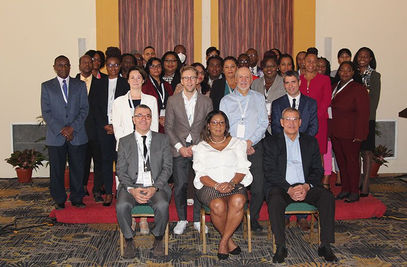 (Seated at right) GRA’s Commissioner-General, Godfrey Statia, along with executives from COTA and the UNDESA FSDO and Senior Tax officials from CARICOM during the MAP workshop
