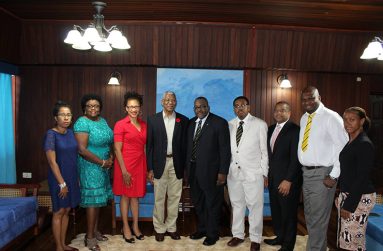 Dr. Michelle Foster, second from left, along with others in a meeting with President David Granger