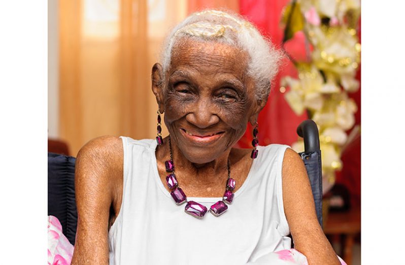 Picture perfect! Chronicle photographer Delano Williams visited Edna Denny’s home on Tuesday to capture her perfect smile as she celebrates her 100th birth anniversary, today.