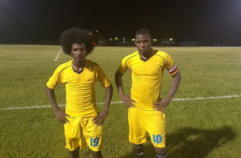 Grove Hi-Tech goalscorers Nicholai Matthews (left) and Domini Garnett