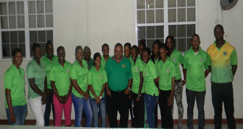 The Guyana's Women Cricket team takes a photo opportunity before departing for the WICB Regional Women's Super50.