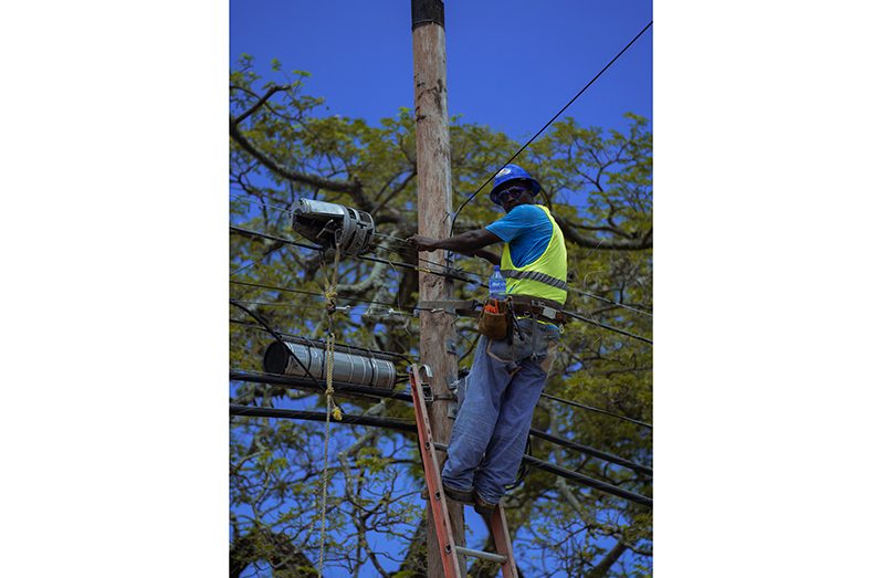 A GTT contractor completing fibre build-out in Corriverton