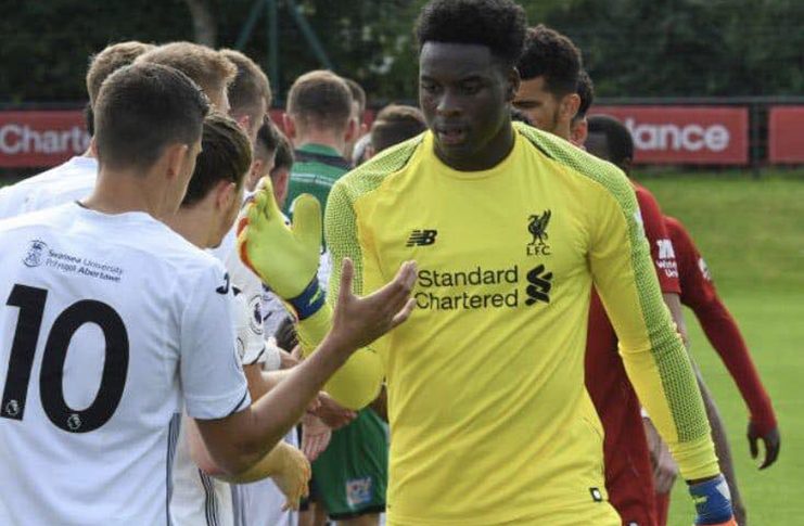 Kai McKenzie-Lyle before keeping a clean sheet for Liverpool FC in their 3 – 2 win over Swansea City U23 in the English Premier League U23 Division.