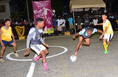 Part of the action on the opening day of the Guinness Greatest of the Streets football tournament