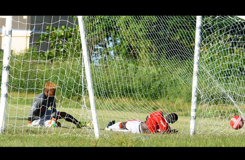 One of the many goals scored in Chase’s 10-0 rout of Hosororo. (Samuel Maughn photo)