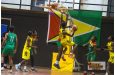Tertiary League-University of Guyana (green) playing Champions Linden Technical Institute (yellow) at the Sports Hall