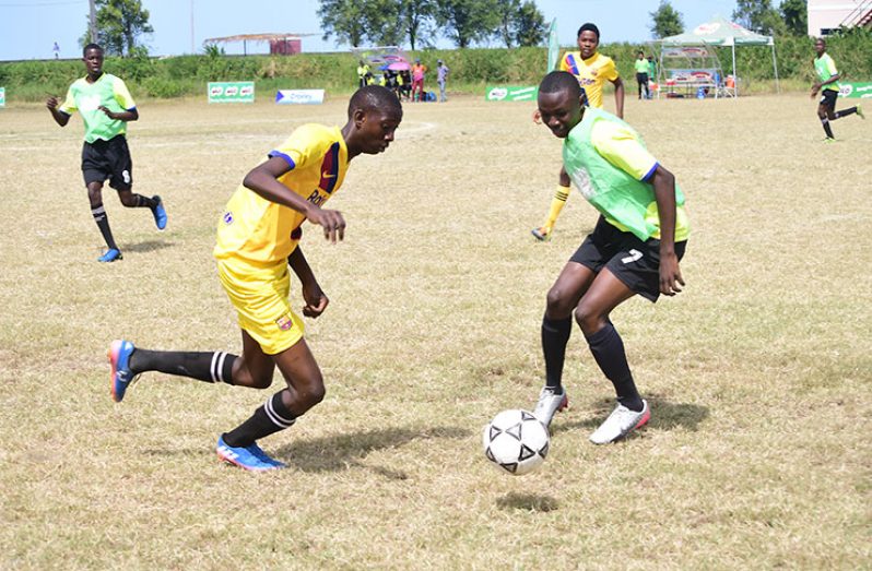 Action on day five of the Milo schools football tournament was a goal-scoring fest.  (Adrian Narine photo)