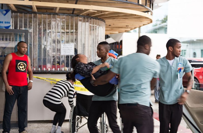 Scenes from the Woodlands Hospital where employees of Pritipaul Singh Investment Inc. were taken for medical attention, after several of them fainted during an alleged gas leak