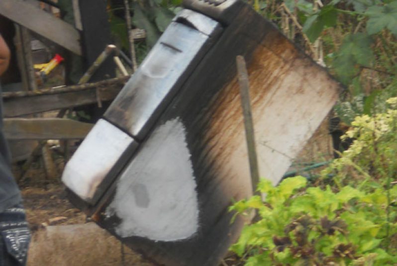 The gas stove which was left unattended, resulting  in scorched kitchen walls, at Sandvoort Village, West Canje