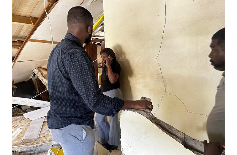 Minister of Labour and Manpower Planning, Keoma Griffith, visited the scene and engaged the displaced occupants