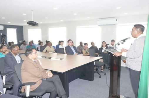 Gathering Minister of Agriculture, Zulfikar Mustapha, during his address to the gathering at GCCI’s headquarters at Waterloo Street