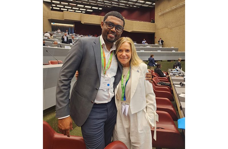 Chief Hydrometeorological Officer, Dr. Garvin Cummings, with the recently elected 1st female Secretary-General of the WMO, Professor Celeste Saulo of Argentina