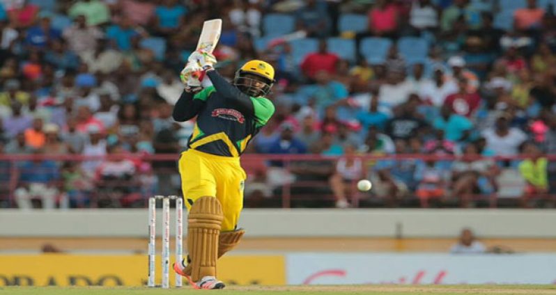 Chris Gayle smashes 90 from just 36 deliveries including nine sixes at Beausejour Stadium.