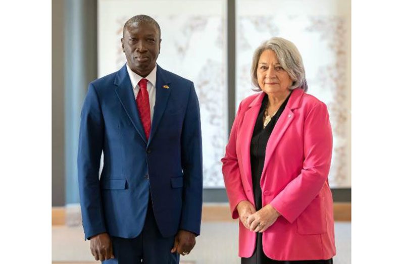 Guyana’s new High Commissioner to Canada, Keith George with Her Excellency the Right Honorable Mary J. May Simon, Governor General and Commander-in-Chief of the Armed Forces of Canada