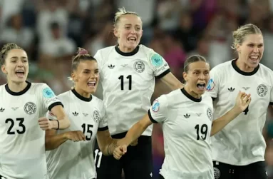 Germany celebrate their win against France