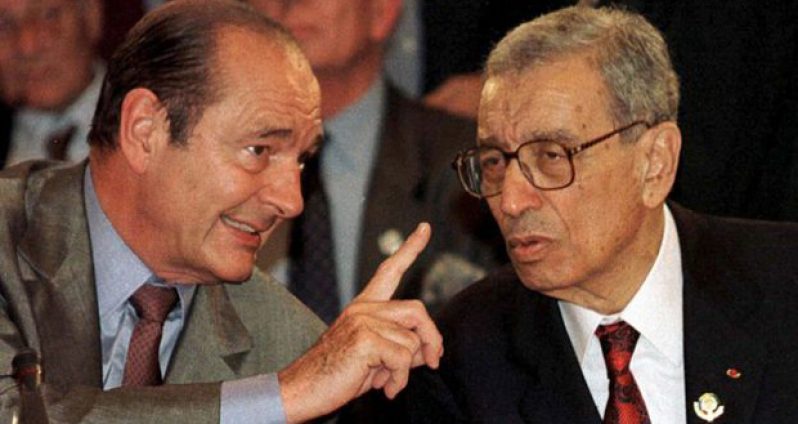 Boutros Boutros-Ghali (right) with former French President, Jacques Chirac back in 1997