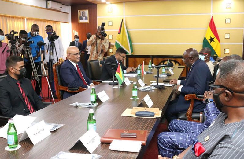 Vice-President Bharrat Jagdeo and team held discussions with Dr. Mahamudu Bawumia, Vice-President of Ghana and a team of technical officials in Ghana during October