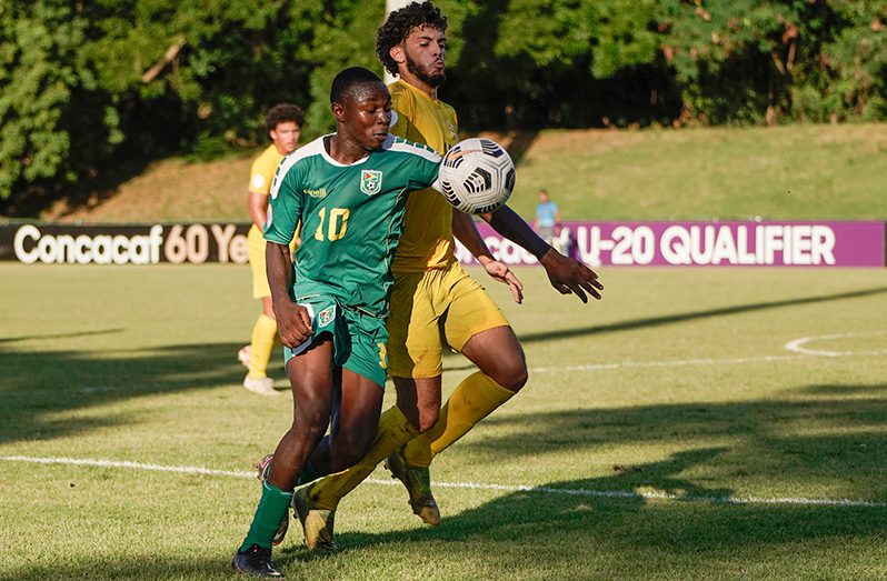 Omari Glasgow #10 in action for Guyana against 
the USVI in Group D of the CONCACAF Men´s Under-20 qualifying at Estadio Panamericano in San Cristobal
