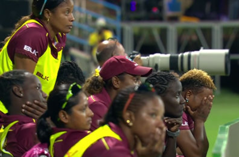 Glum faces in the West Indies women’s camp as the team slide to victory in the first semi-final against Australia.