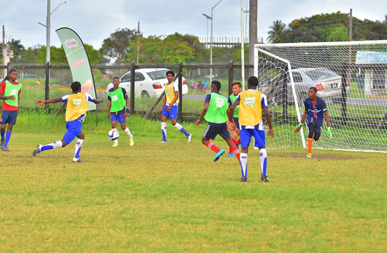 Milo Schools Football action continued at the Ministry of Education Ground on Carifesta Avenue