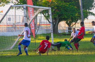 St Johns keeper managed to keep this shot out of his nets. However the game still ended 4-0 in favour of GTI (Samuel Maughn Photo)