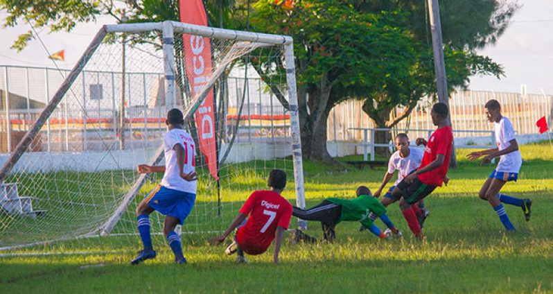 St Johns keeper managed to keep this shot out of his nets. However the game still ended 4-0 in favour of GTI (Samuel Maughn Photo)