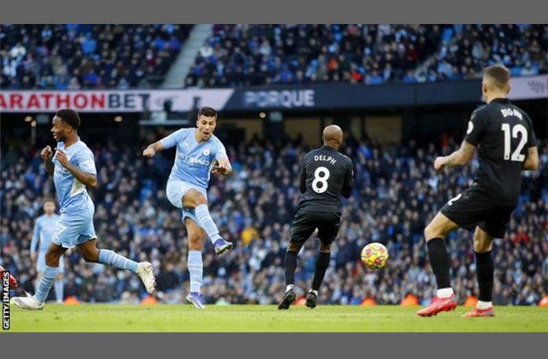 All four of Rodri's open-play goals in the Premier League have been strikes from outside the box