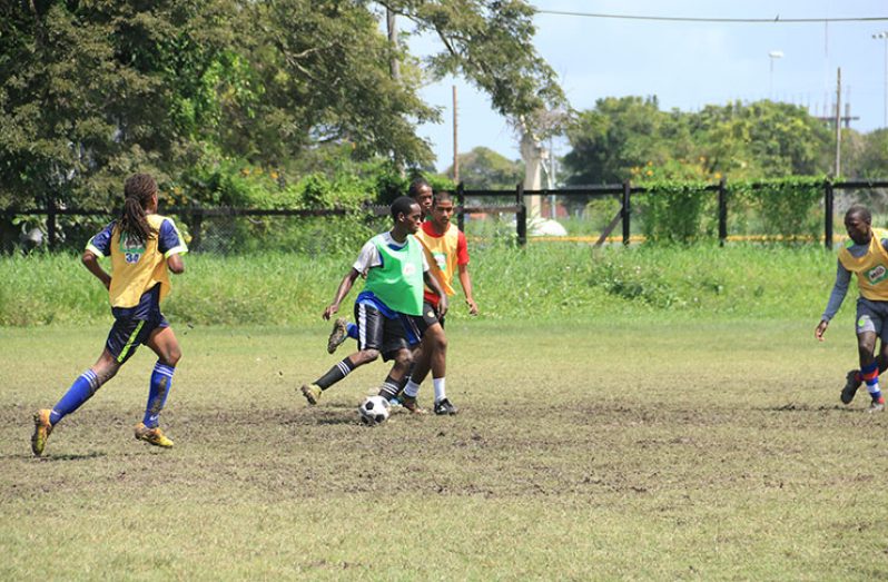 Part of the action during Sunday’s Petra Organised, Ministry of Public Health/ Milo schools football tournament.