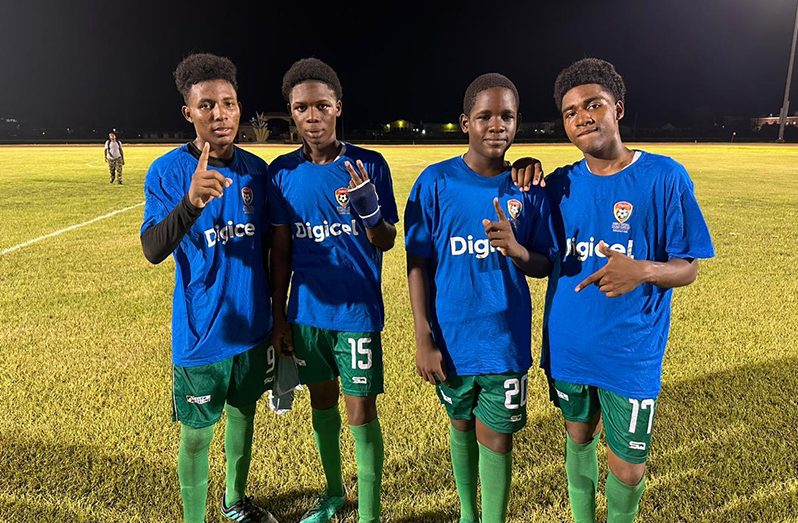Westminster Goal Scorers: (From left)Samuel McAllister (2), Tyrese Johnson, Harold Haynes & Khy Austin all found the back of the net.Photo saved: Goal Scorers