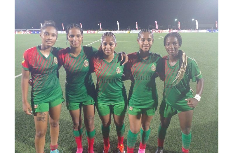 GDF goal scorers (from left to right) Jalade Trim, Shenessa Cornelius,  Glendy Lewis, Glengie lewis and Sandra Johnson