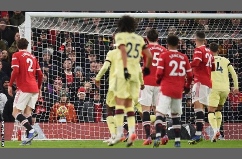 United goalkeeper David de Gea was down injured when Arsenal struck their opening goal.
