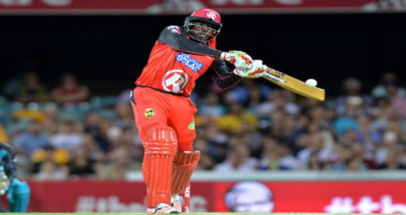 Chris Gayle made a boundary-laden 23 with a gold coloured bat.