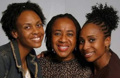 With her daughters Sherena and Shauné